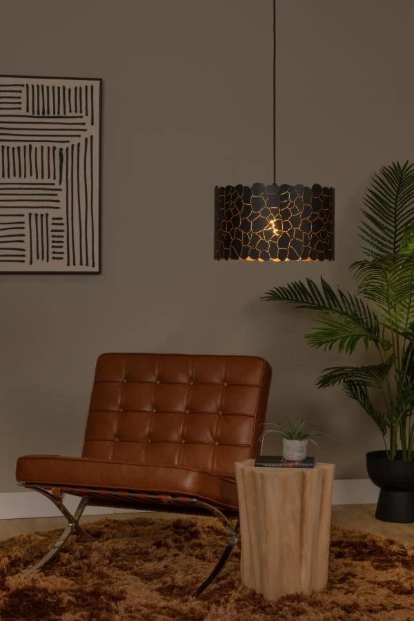 Lucide ALMELO - Lámpara colgante - Ø 40 cm - 1xE27 - Negro - ambiente 1